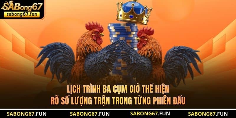 Lịch trình ba cụm giờ thể hiện rõ số lượng trận trong từng phiên đấu